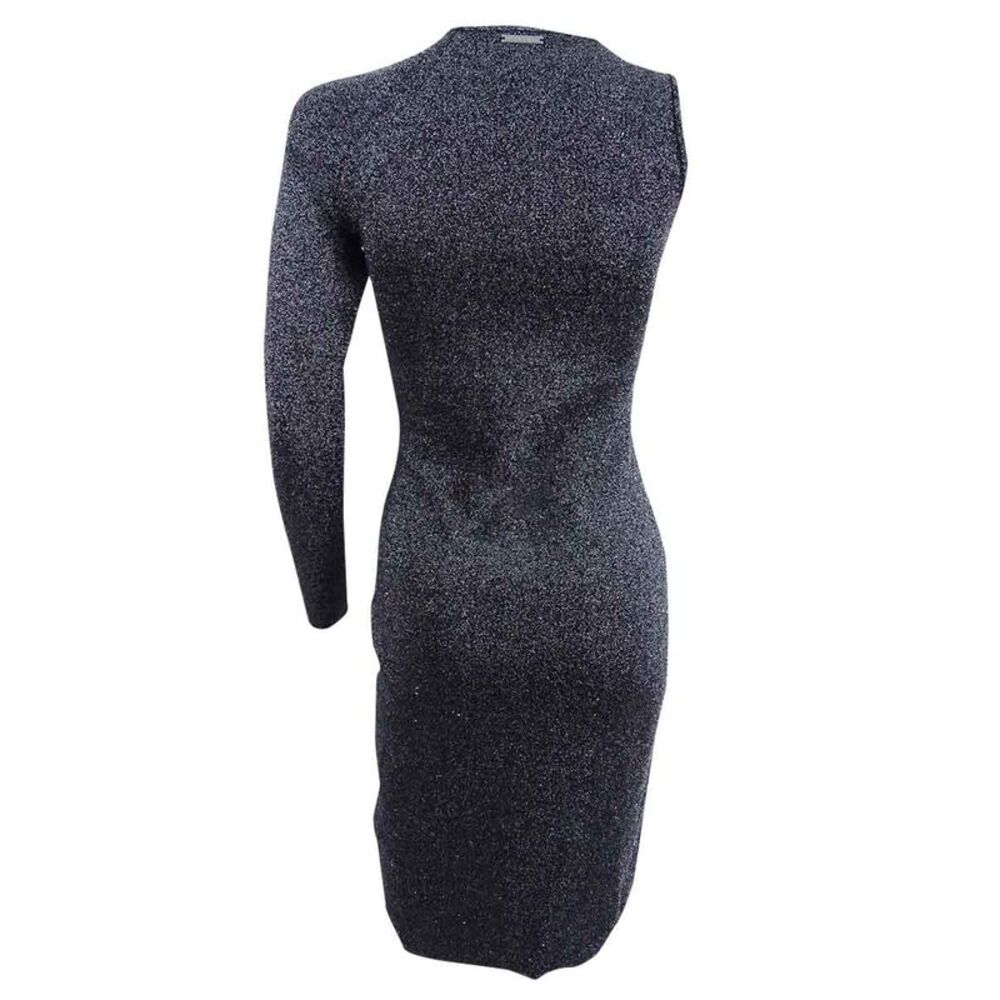 Michael Kors Women's Glitter-Metallic One-Shoulder Dress - Black/Silver - Picture 2 of 2